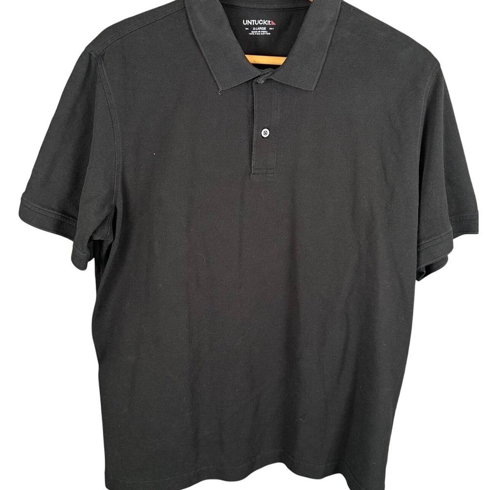 UNTUCKit Mens XL Black Pima Cotton Short Sleeve Pique Polo Shirt